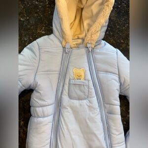 Mayoral Light Blue Baby Bodysuit with Bear Patch